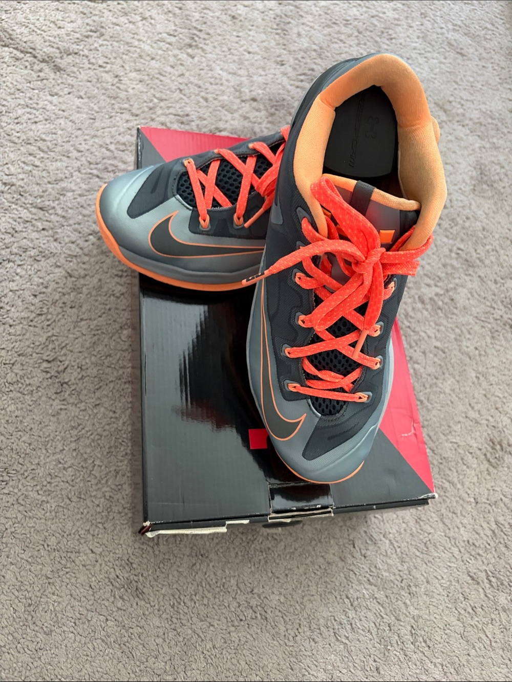LeBron Nike Kids Gray and Orange Athletic Sneakers
